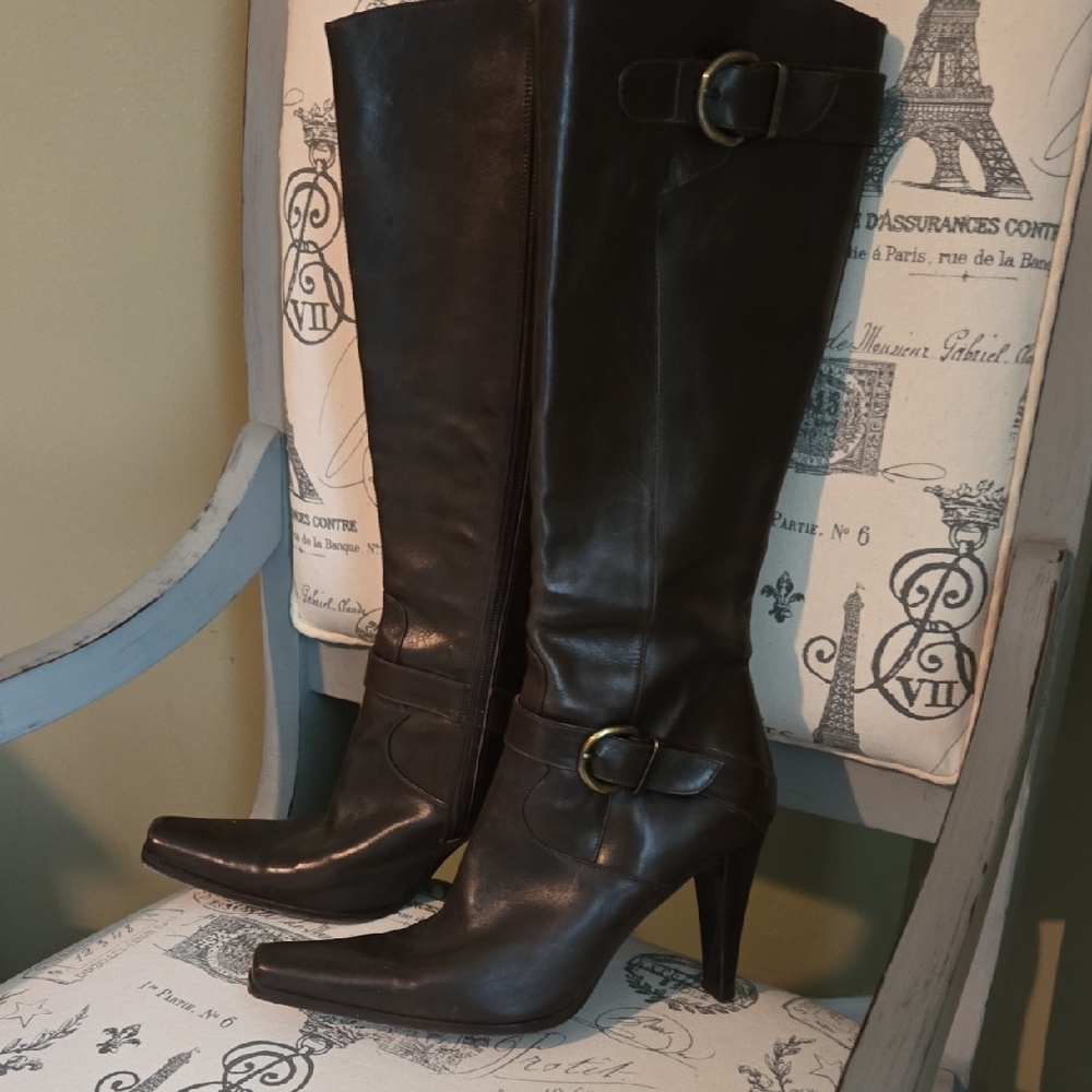 Charles David Chocolate Heeled Boots